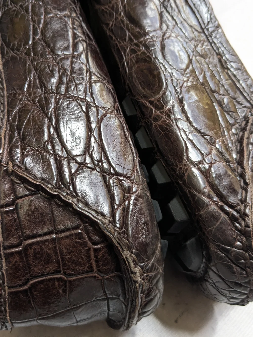 Gucci Driving Horsebit Loafers Brown Crocodile Leather Men US 13.5 Exotic